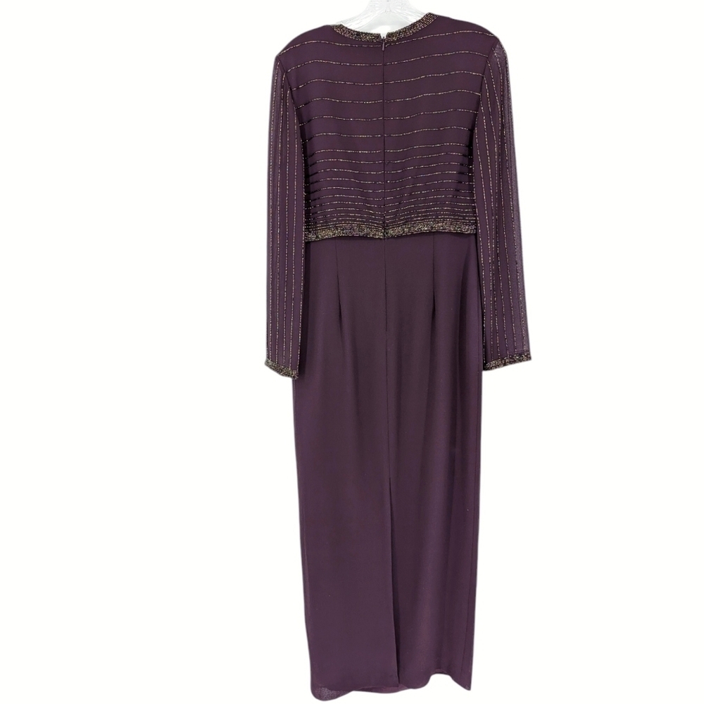 Cameron Blake by Mon Cheri Formal Long Dress Beaded Mother of the Bride Purple 6 - Picture 4 of 9